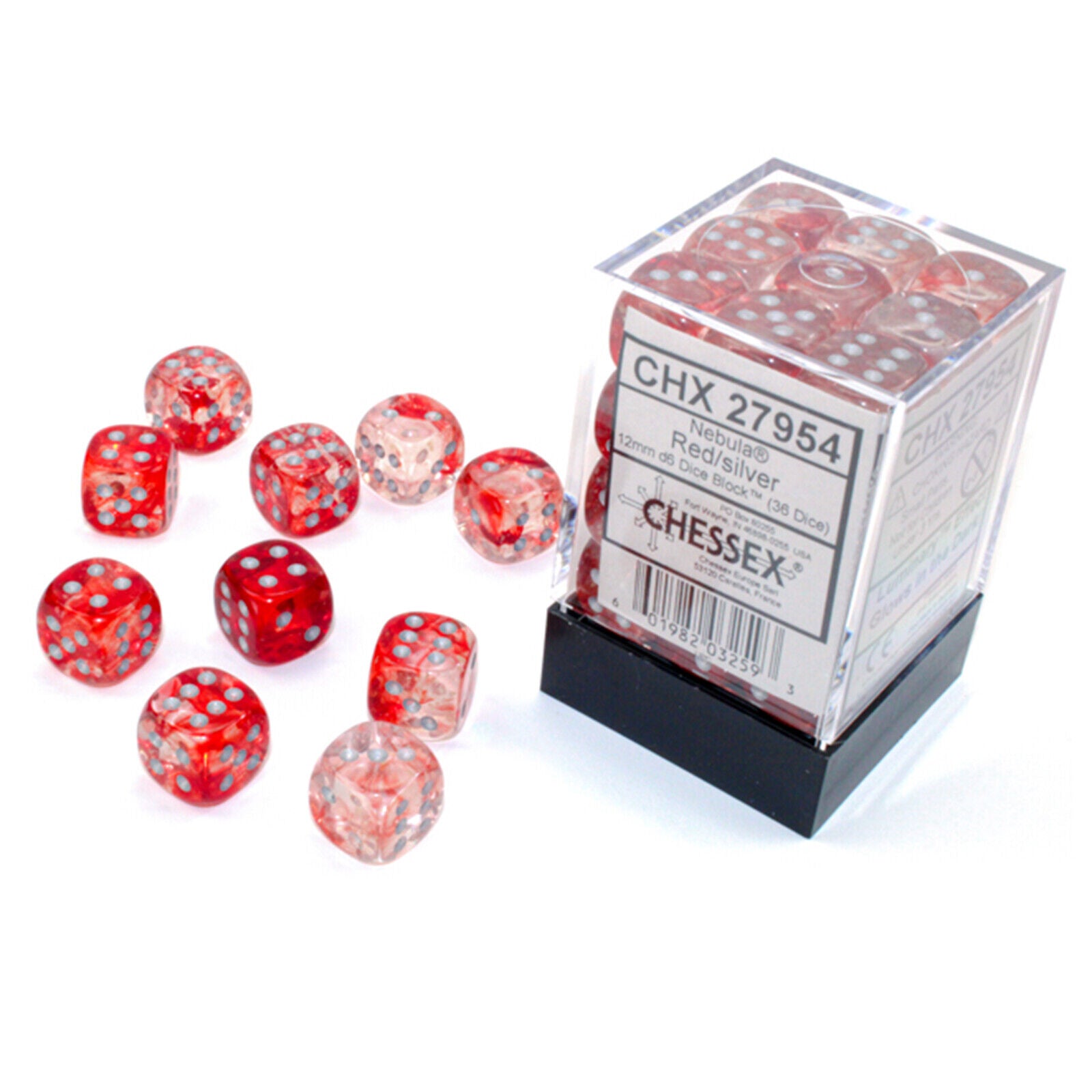 Chessex -  nebula: 36D6 Red / Silver | Boutique FDB