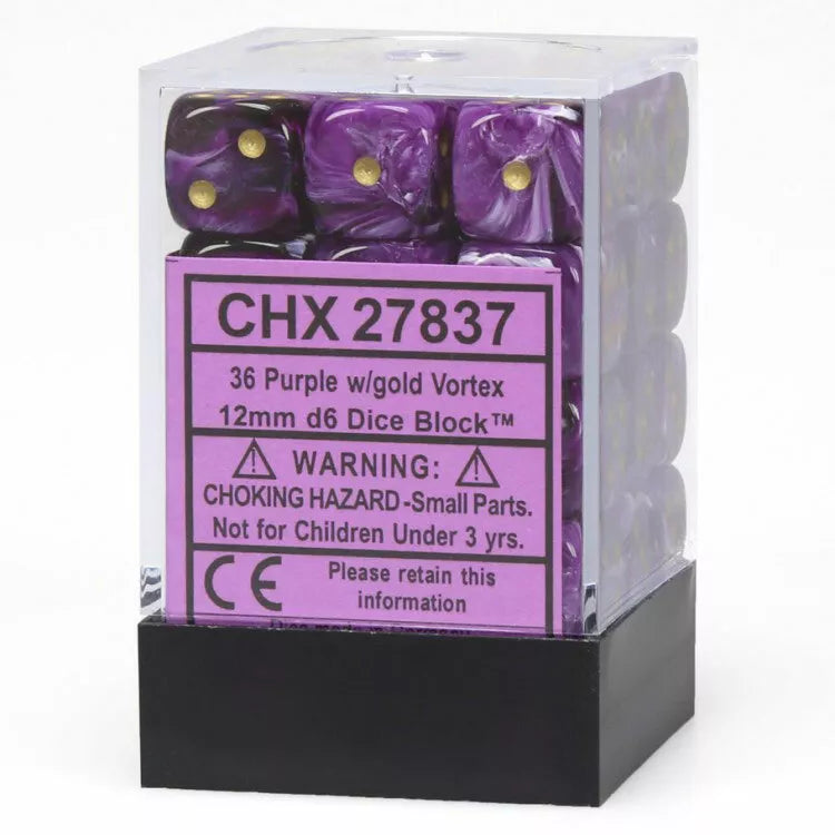 CHX27837 Chessex Ghostly Vortex: 36D6 Purple / Gold | Boutique FDB