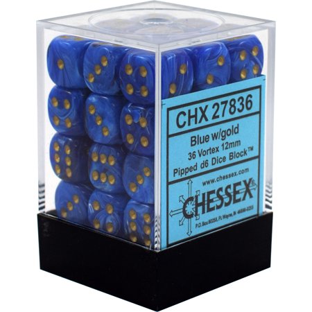 Chessex Ghostly Vortex: 36D6 Blue / Gold | Boutique FDB