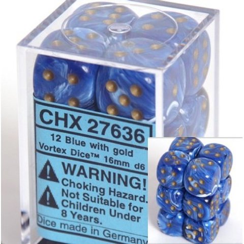 Chessex Ghostly Vortex: 12D6 Blue / Gold | Boutique FDB